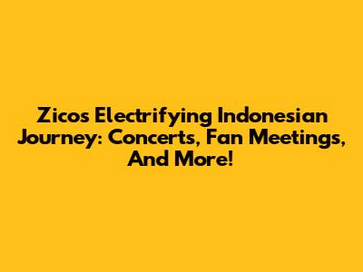 Zico's Electrifying Indonesian Journey: Concerts, Fan Meetings, And More!