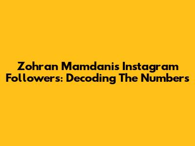 Zohran Mamdani's Instagram Followers: Decoding The Numbers